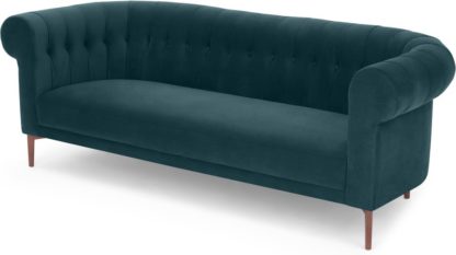 An Image of Hammond 3 Seater Sofa, Lagoon Blue velvet