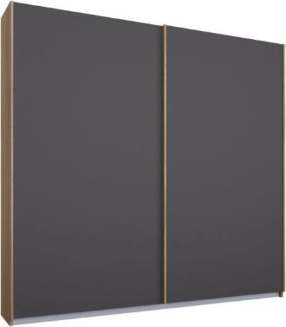 An Image of Malix 2 door 181cm Sliding Wardrobe, Oak frame,Matt Graphite Grey doors , Premium Interior