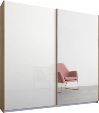 An Image of Malix 2 door 181cm Sliding Wardrobe, Oak frame,White Glass & Mirror doors , Classic Interior