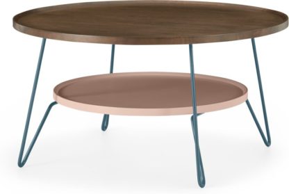 0285964503c8f583e3161f7069d8d26b7d758277b5a9604b4d858c2366c8fdff.jpg An Image of Dotty Round Coffee table, Dark Stain and Pink