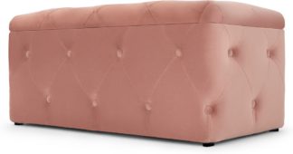 An Image of Hampton Rectangle Storage Pouffe, Blush Pink Velvet