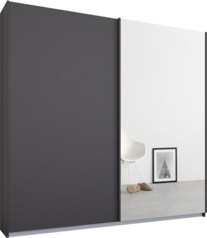 An Image of Malix 2 door 181cm Sliding Wardrobe, Graphite Grey frame,Matt Graphite Grey & Mirror doors , Classic Interior