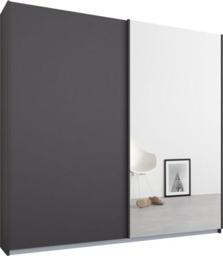 An Image of Malix 2 door 181cm Sliding Wardrobe, Graphite Grey frame,Matt Graphite Grey & Mirror doors , Premium Interior