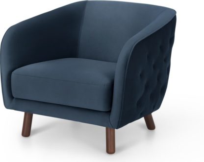 An Image of Esther Accent Armchair, Sapphire Blue Velvet