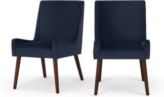 An Image of Set of 2 Higgs Dining Chairs, Royal Blue Velvet