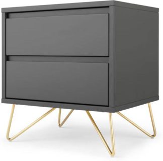 An Image of Elona Bedside Table, Charcoal and Brass
