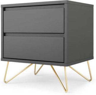 An Image of Elona Bedside Table, Charcoal and Brass