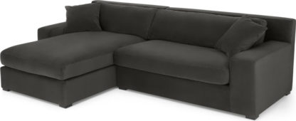 An Image of Delaney Left Hand Facing Chaise End Corner Sofa, Dark Pewter Velvet