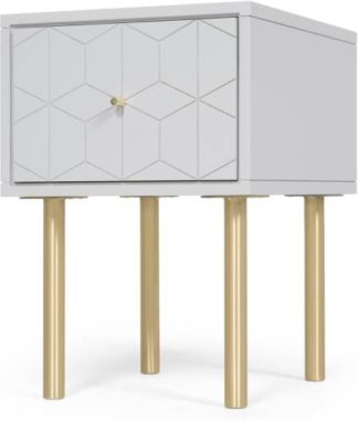 An Image of Hedra Bedside Table, Grey and Brass