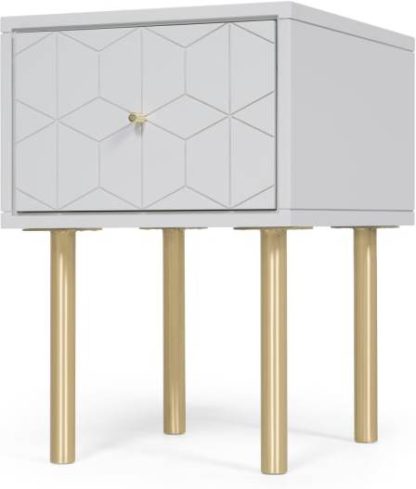 An Image of Hedra Bedside Table, Grey and Brass