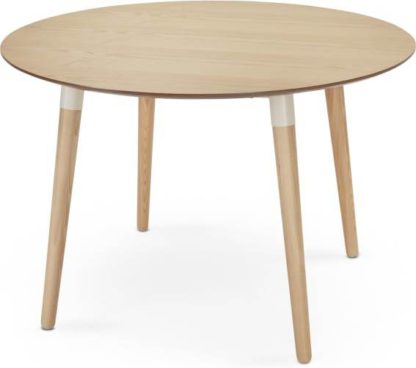 An Image of Edelweiss 4 Seat Round Dining Table, Ash and White