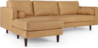 An Image of Scott 4 Seater Left Hand Facing Chaise End Corner Sofa, Chalk Tan Premium Leather
