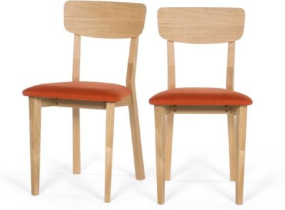An Image of Set of 2 Jenson Dining Chairs, Oak and retro orange