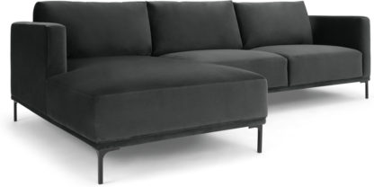 An Image of Milo Left Hand Facing Chaise End Corner Sofa, Midnight Grey Velvet