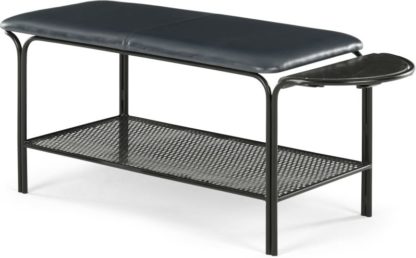 An Image of Dane Hallway Bench, Grey Leather and Black Marble