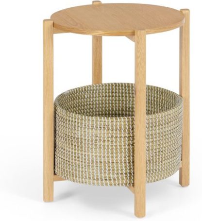 An Image of Pipel Bedside Table, Natural Oak & Rattan