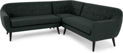 An Image of Ritchie Corner Sofa, Anthracite Grey with Rainbow Buttons