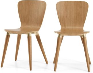 An Image of Set of 2 Edelweiss Dining Chairs, Oak and Brass