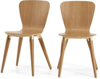 0889ff75de860820ce4a670e2a328ca65281b54c2bef1313fab22af5fdf76515.jpg An Image of Set of 2 Edelweiss Dining Chairs, Oak and Brass