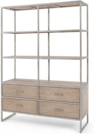 An Image of Mila Shelving Unit, Pine and Metal