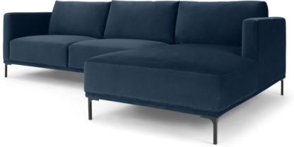 An Image of Milo Right Hand Facing Chaise End Corner Sofa, Sapphire Blue Velvet