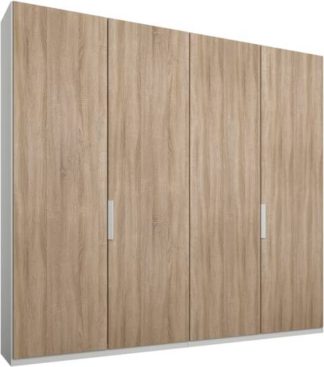 An Image of Caren 4 door 200cm Hinged Wardrobe, White Frame, Oak Doors, Standard Interior