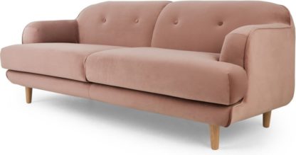 An Image of Gracie 3 Seater Sofa, Vintage Pink Velvet