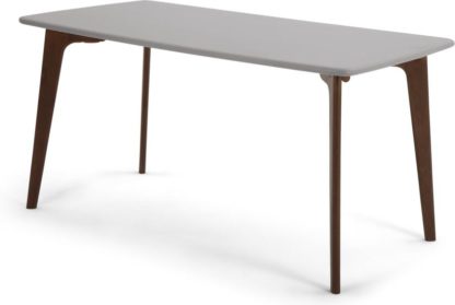 An Image of Fjord 6 Seat Rectangle Dining Table, Dark Stain Oak and Grey