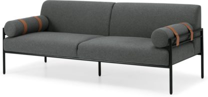 An Image of Benito 3 Seater Sofa, Marl Grey and Leather