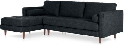 An Image of Scott 4 Seater Left Hand Facing Chaise End Corner Sofa, Textured Weave Navy