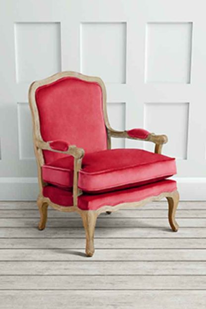 An Image of Le Brun - French Oak Cranberry Occasional Armchair