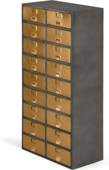 An Image of Stow Tall Storage Unit, Vintage Brass