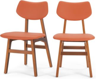 An Image of Set of 2 Jacob Dining Chairs, Amber Orange and Walnut