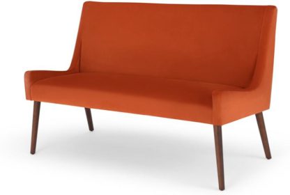 An Image of Higgs Upholstered Bench, Flame Orange Velvet