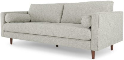 An Image of Scott 3 Seater Sofa, Grey Basketweave