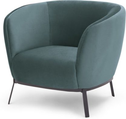 An Image of Belle Accent Armchair, Marine Green Velvet