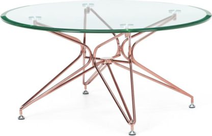 1292153c1056dca38910f7433219d2c877d4e456ba01b9319a7a333b10dab7c1.jpg An Image of Belden Coffee Table Clear Glass & Copper