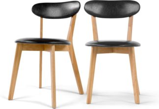 An Image of Set of 2 Fjord Dining Chairs, Oak and Black PU