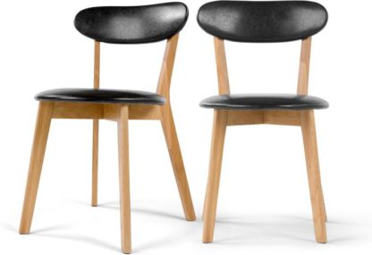 12d7b1d12972d5977525c6ac002b452210844b16920cbbb071d4f8eceabc7e5e.jpg An Image of Set of 2 Fjord Dining Chairs, Oak and Black PU