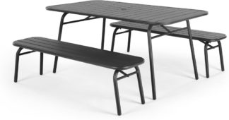 An Image of MADE Essentials Tice Garden Dining Bench Set, Grey