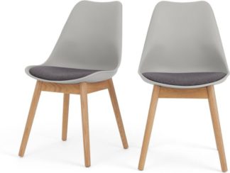 An Image of Set of 2 Thelma dining chairs, Oak and Tonal Grey Fabric