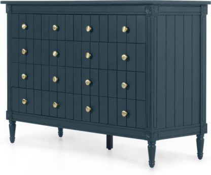 An Image of Bourbon Wide Chest Of Drawers, Vintage Blue