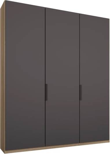 1630e31fa0743d973963038430fd3857cda3b726d85b6f7d7274381ec4ea7d16-2.jpg An Image of Caren 3 door 150cm Hinged Wardrobe, Oak Frame, Matt Graphite Grey Doors, Premium Interior