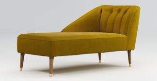 An Image of Custom MADE Margot Left Hand Facing Chaise, Antique Gold Cotton Velvet with Light Wood Brass Leg