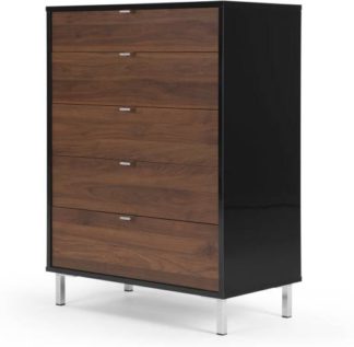An Image of Latymer Chest of Drawers, Walnut Effect and Black Gloss