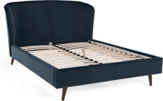 An Image of Lulu Kingsize Bed, Indigo Blue Velvet