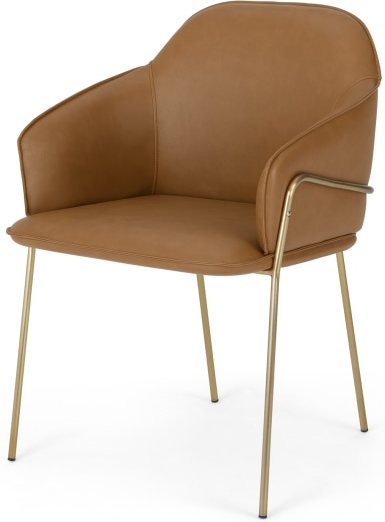 An Image of Stanley Frame Carver Dining chair, Brass and Tan PU