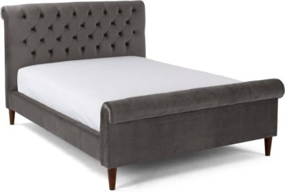 An Image of Orkney Double Bed, Smoke Grey Velvet