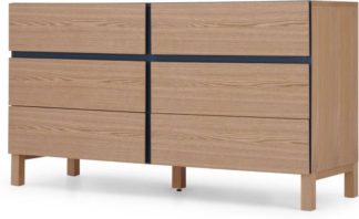 An Image of Xander Wide Chest of Drawers, Ash & Navy Blue