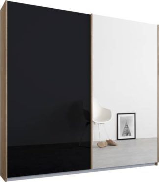 An Image of Malix 2 door 181cm Sliding Wardrobe, Oak frame,Basalt Grey Glass & Mirror doors , Premium Interior